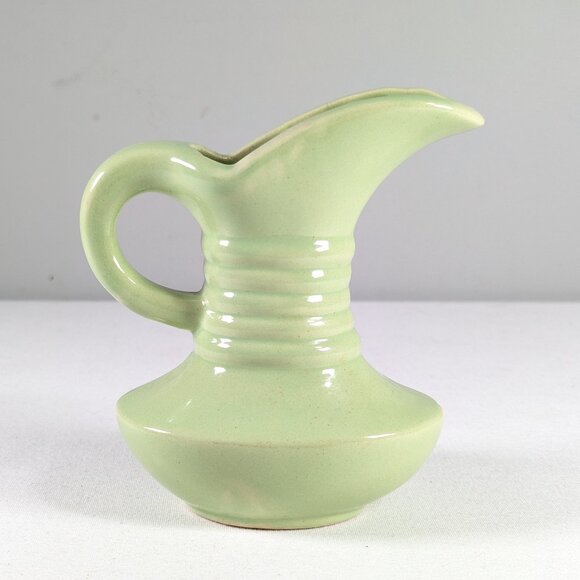 Small green MCM creamer, small ceramic pitcher by McCoy or Fredericksburg - Picture 1 of 11
